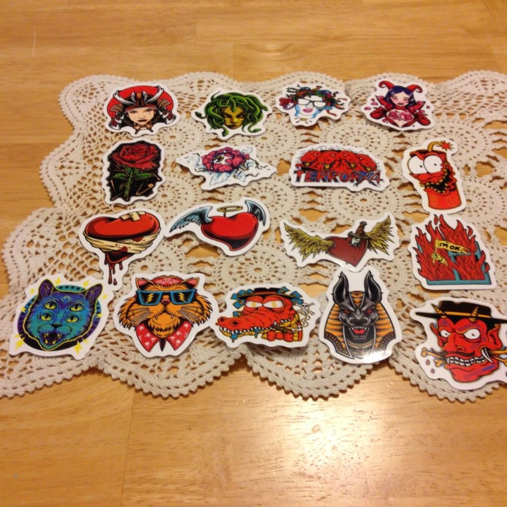 Hearts, Psychedelic Women, Cats, Stickers